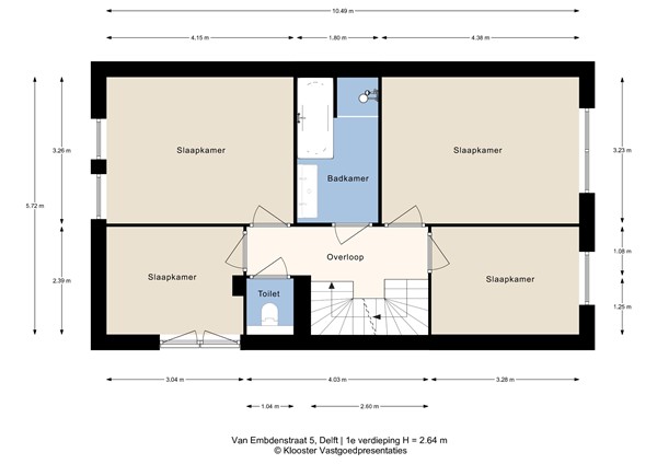 Plattegrond - Van Embdenstraat 5, 2628 ZE Delft - 1e Verdieping.jpg